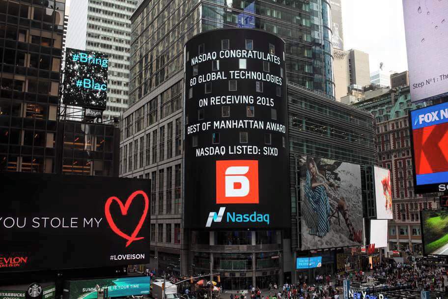 Nasdaq MarketSite Times Square — Best of Manhattan Award for 6D Global Technologies