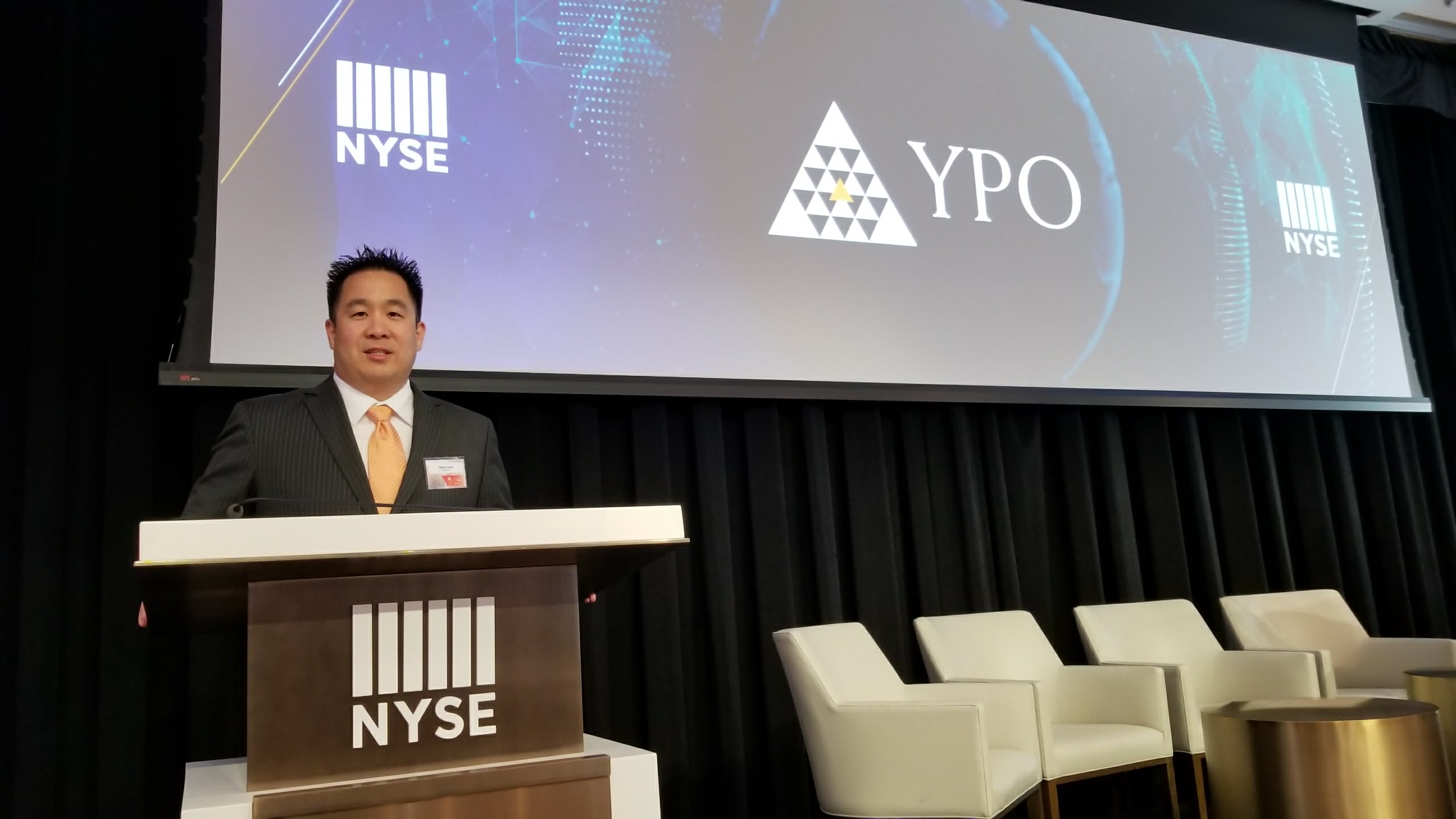 Tejune Kang speaking at NYSE YPO Innovation Week