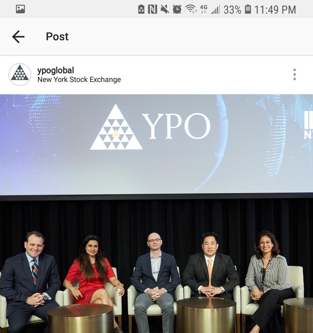 Tejune Kang on YPO panel at NYSE